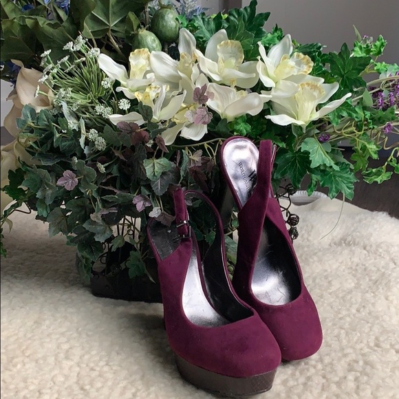 90s/Y2K burgundy chunky platform heels - Picture 2 of 8